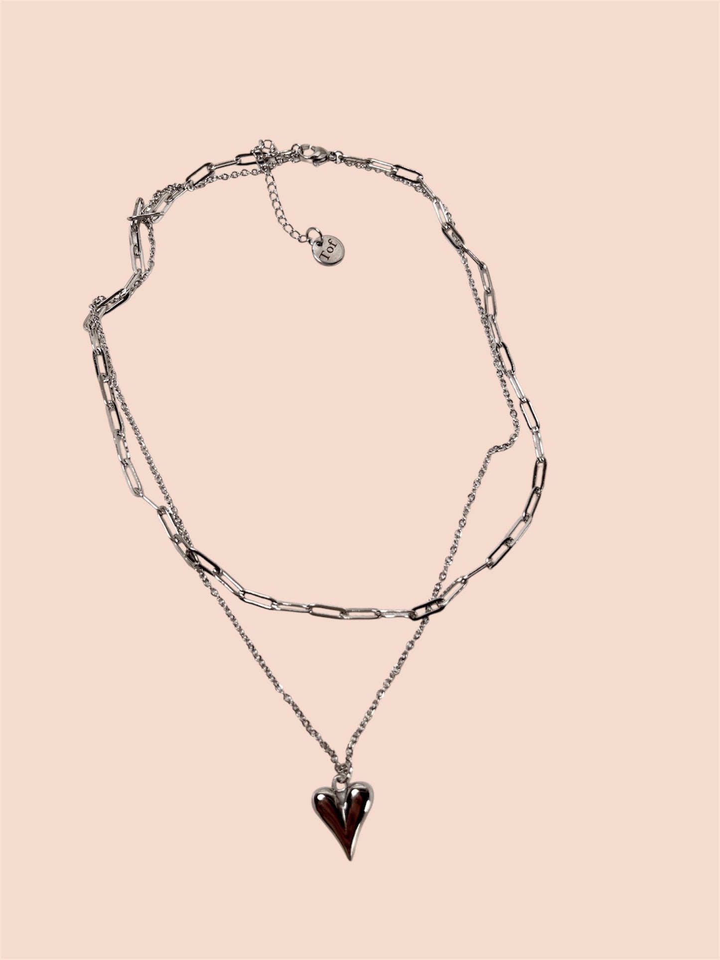 double necklace love silver