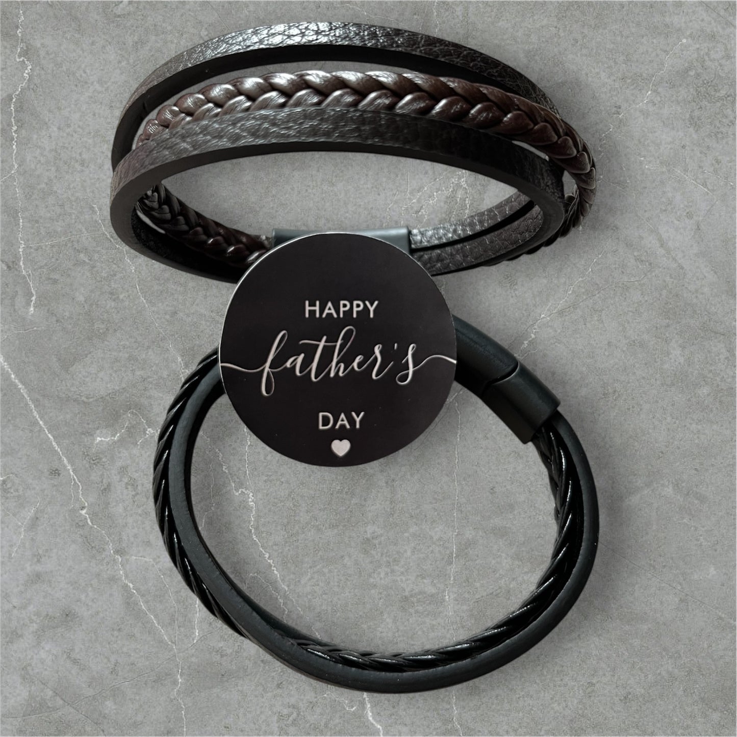 Heren armband gevlochten leer zwart