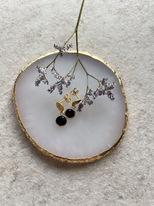 Black round earrings