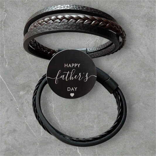 Heren armband gevlochten leer bruin